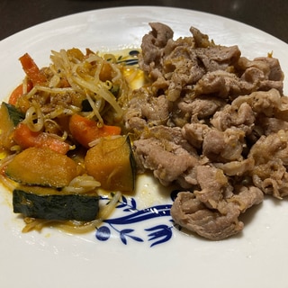 フライパン１回で作る豚肉の生姜焼きプレート